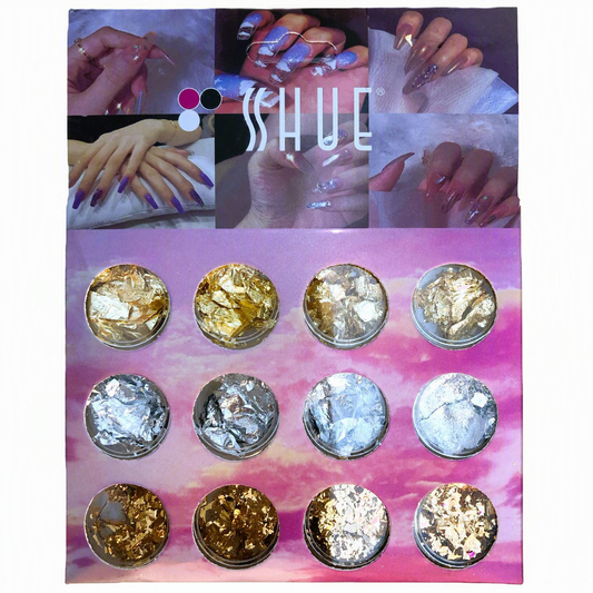 SHUE - 12GLIDS NAIL ART ALUMINUM FLAKES - GOLD/SILVER/ROSEGOLD
