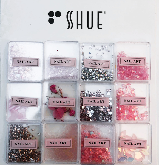SHUE - 12 MINI BOX NAIL CHARM DECORATIONS/PINK