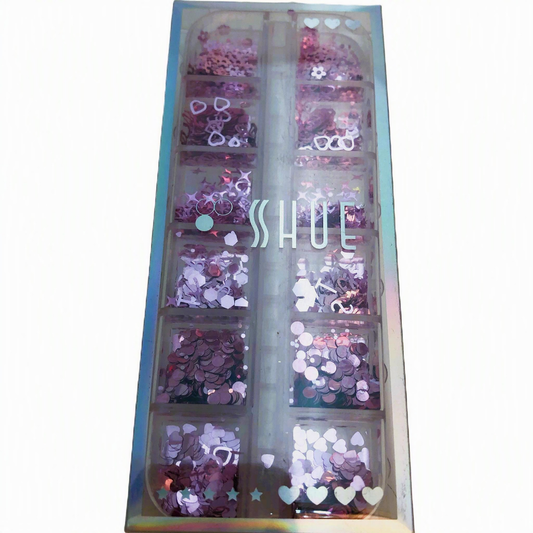 SHUE - 12 GLIDS SEQUINS MIX - PINK ASSORTED SHAPES