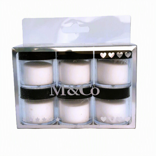 M&CO - 6PC HOLOGRAPHIC NAIL ART SEQUINS POWDER SET-OFF WHITE