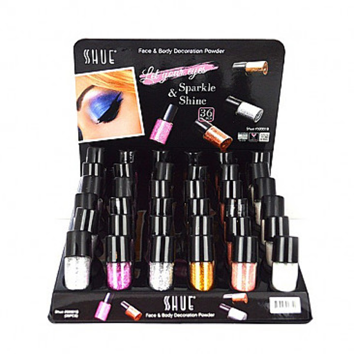 CLEANAIL 6COLOR GLITTER POWDER B DP/36PC