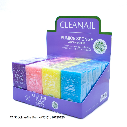 CLEANAIL PUMICE SPONGE SMALL - ASSORTED COLOR (24 PCS/DP)