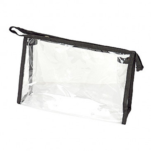 SHUE CLEAR MAKEUP POUCH WITH ZIPPER - LARGE/ASSORTED COLORS (12 PCS)
