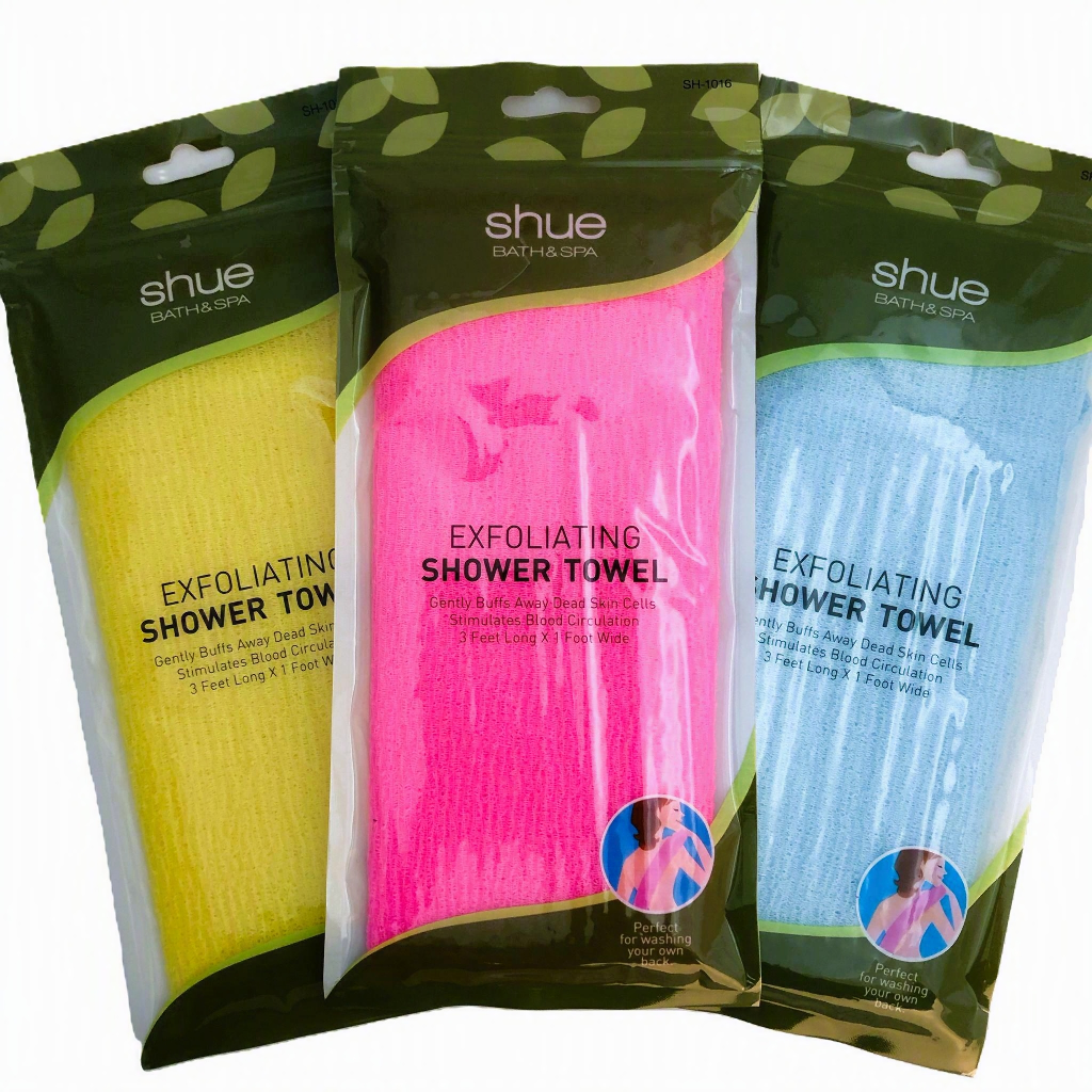 SH1016 SHUE BATH&SPA EXFOLIATING SHOWER TOWEL - ASSORTED COLOR