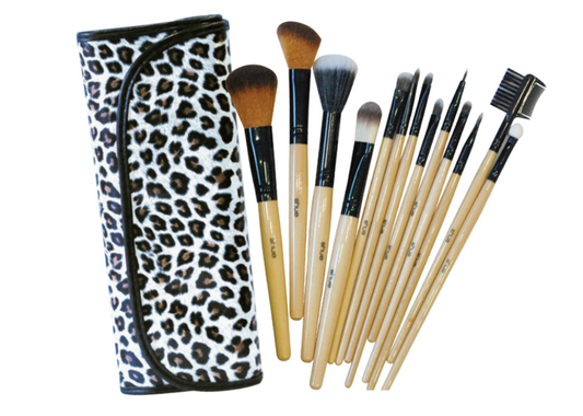 SH13BK SHUE 12PC MAKEUP BRUSH SET - LEOPARD (12 SETS/PK)